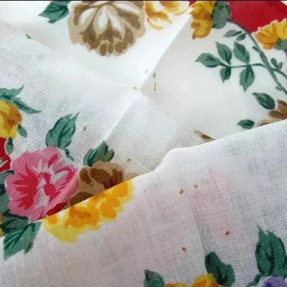 Set of 3 Yves Saint Laurent Cotton Floral Scarves 18.5" x 18.5" - Picture 5 of 9